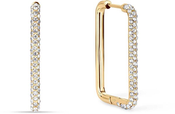 Créoles carrées en acier inoxydable avec petites pierres - Bering Jewelry modèle: 733-27-05