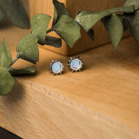 Shade puces doreilles soleil avec nacre bleue - Holzkern modèle: Jewelry