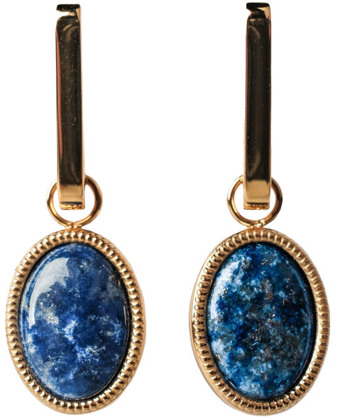 Mirror boucles doreilles carrées pendantes avec pendentif ovale - Holzkern modèle: Jewelry