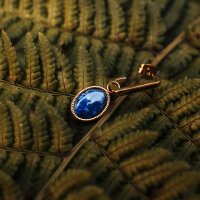 Mirror boucles doreilles carrées pendantes avec pendentif ovale - Holzkern modèle: Jewelry