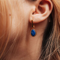 Mirror boucles doreilles carrées pendantes avec pendentif ovale - Holzkern modèle: Jewelry