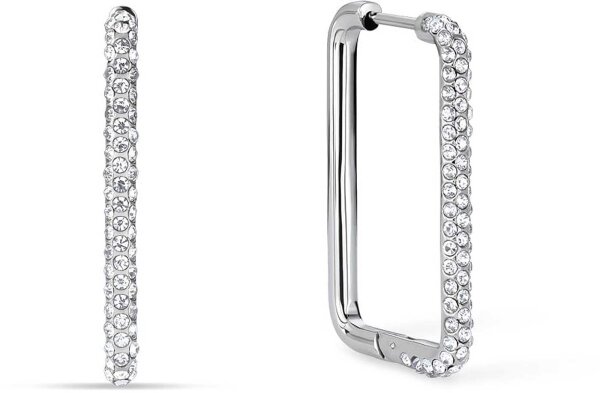 Créoles carrées en acier inoxydable avec petites pierres - Bering Jewelry modèle: 733-17-05