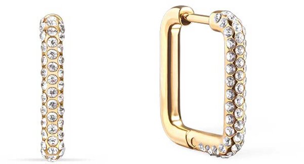 Créoles carrées en acier inoxydable avec petites pierres - Bering Jewelry modèle: 733-27-05