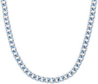 Collier maille gourmette avec accents démail bleu...