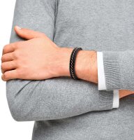 Bracelet en cuir tressé avec insert en acier inoxydable - s.Oliver Jewelry modèle: 2037990