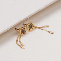 Awakening boucles doreilles (Marbre/Or) puces doreilles avec pendentif chaîne - Holzkern modèle: Jewelry