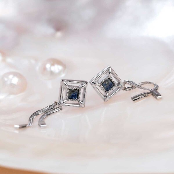 Awakening boucles doreilles (Lapis-lazuli/Argent) puces doreilles avec pendentif chaîne - Holzkern modèle: Jewelry