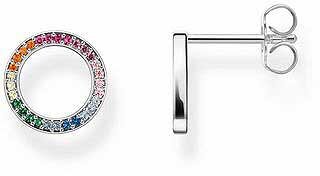 Puces doreilles cercles avec petites pierres - argent sterling 925