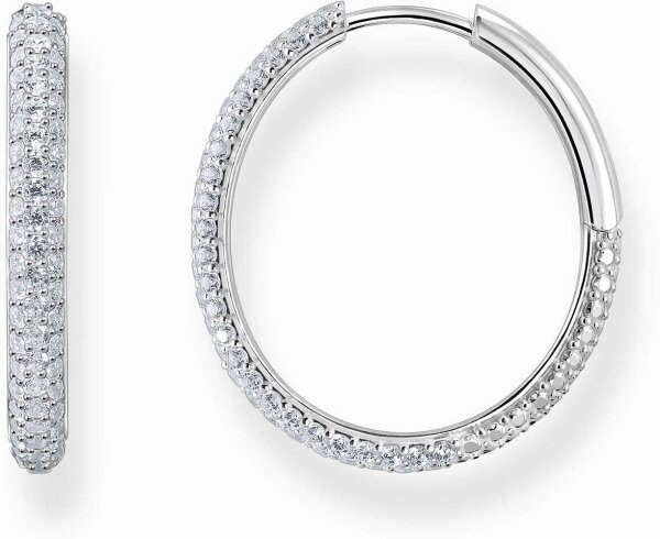 Créoles couleur argent, ornées de petits zirconias blancs - Thomas Sabo modèle: CR732-051-14