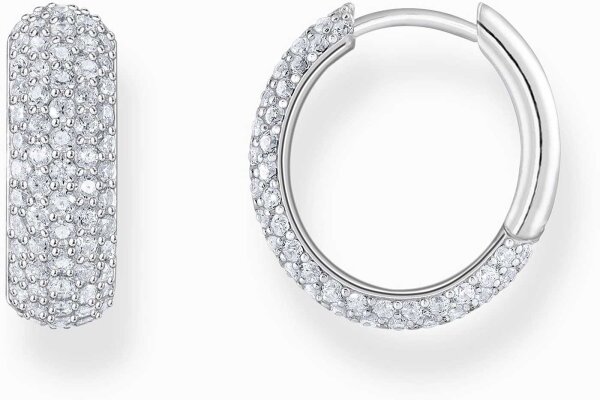 Créoles couleur argent, ornées de petits zirconias blancs - Thomas Sabo modèle: CR731-051-14