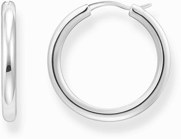 Créoles classiques couleur argent, avec une forme arrondie et un peu plus large - Thomas Sabo modèle: CR745-001-21