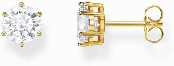 Puces doreilles avec grosse pierre de zirconia blanche taille brillant - Thomas Sabo modèle: H2300-051-14