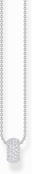 Collier avec pendentif en forme danneau, à moitié serti de pierres de zirconia blanches et orné de petits points en relief - Thomas Sabo modèle: KE2278-051-14