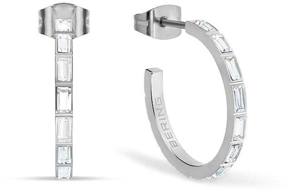 Créoles en acier inoxydable avec petites pierres - Bering Jewelry modèle: 738-17-05