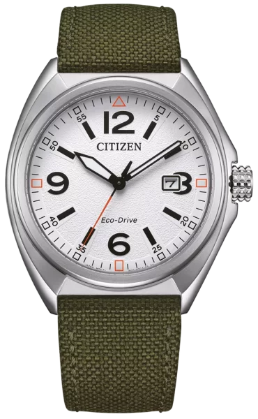 Citizen montre homme modèle: AW1571-09A avec cadran blanc et bracelet textile