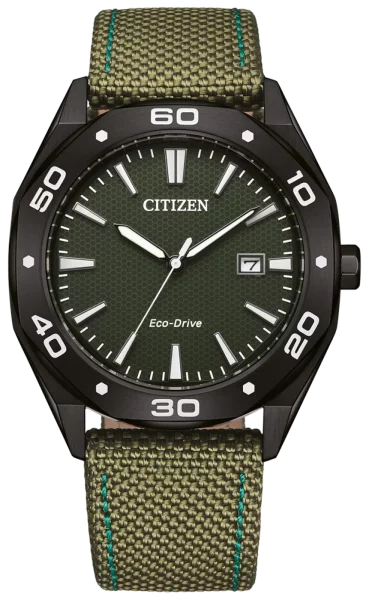 Citizen montre homme modèle: BM7635-0X avec cadran vert et bracelet textile