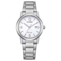 Citizen montre femme modèle: EW2720-57A avec cadran blanc, boîtier couleur argentée et bracelet en acier inoxydable