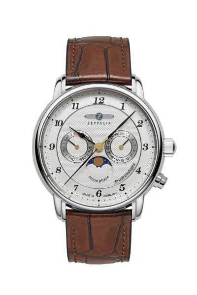 Zeppelin Herrenuhr Modell: 8536-1 mit weißem Zifferblatt und Lederarmband