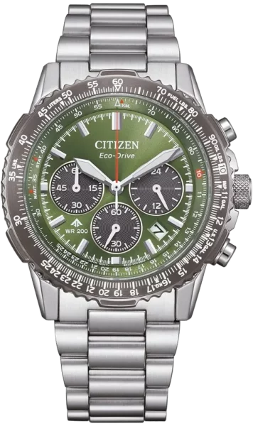 Herrenuhr mit grünen Zifferblatt - Chronograph - Citizen Modell: CA4664-60W
