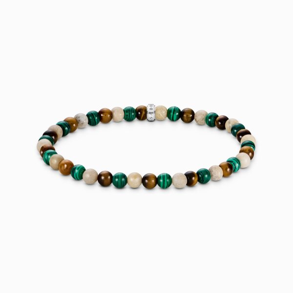 Beads Armband aus imitierter Malachit, Tigerauge, Jaspis - Thomas Sabo Modell: A2183-468-7-L19