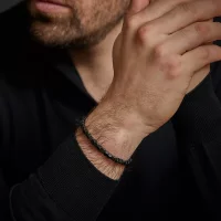 Bracelet noir en pierre noire cubique avec fermoir en...