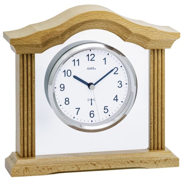Horloge de table AMS Funk 5139/18 - Boîtier en bois massif Hêtre