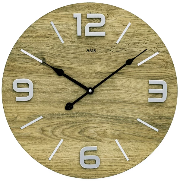 Horloge murale AMS Quarz 9701 - Boîtier en bois