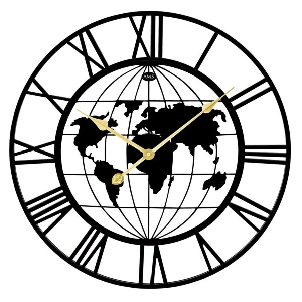 Horloge murale en quartz AMS 9702 - Boîtier en métal laqué