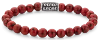 Bracelet en pierres précieuses rouges de 8 mm avec...