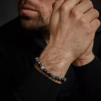 Bracelet en pierres de 8mm donyx noir, de lave, de...