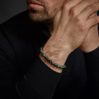 Bracelet en pierres de rhyolite de 8 mm avec fermoir en...