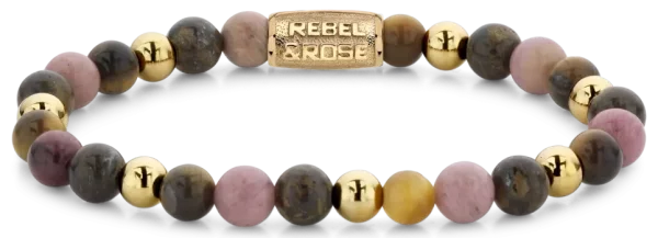Armband aus 6mm großen Edelsteinen mit Metallverschluss - Rebel&Rose Modell: RR-60060-G-S