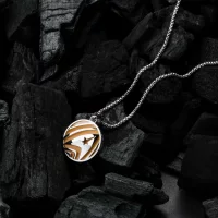 Holzkern Command Halskette Jade/Silber