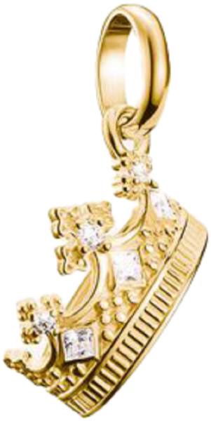 Charm-Anhänger, Krone mit weißen Edelsteinen, aus Silber, vergoldet - Thomas Sabo Modell: CC1247-414-14