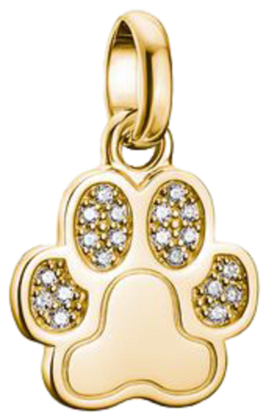 Charm-Anhänger, Pfote mit weißen Edelsteinen, aus Silber, vergoldet - Thomas Sabo Modell: CC1259-414-14