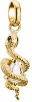 Thomas Sabo Charm-Anhänger, Schlange mit weißem Edelstein, aus Silber, vergoldet