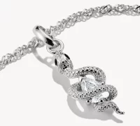 Thomas Sabo Charm-Anhänger, Schlange mit weißem Edelstein, aus Silber