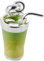 Thomas Sabo Charm-Anhänger, Matcha Latte, aus Silber und Kaltemail