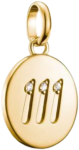 Charm-Anhänger, Engelszahlen 111, mit weißen Edelsteinen, aus Silber, vergoldet - Thomas Sabo Modell: CC1248-414-14