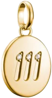 Charm-Anhänger, Engelszahlen 111, mit weißen Edelsteinen, aus Silber, vergoldet - Thomas Sabo Modell: CC1248-414-14