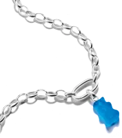 Charm-Anhänger, Goldbär aus Glas, in blau, aus...