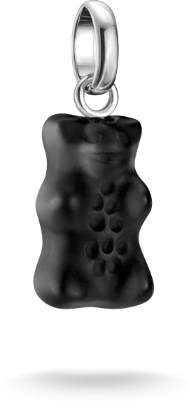 Thomas Sabo Charm-Anhänger, Goldbär aus Glas, in schwarz, aus Silber