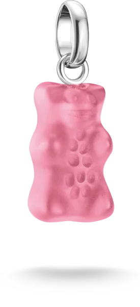 Thomas Sabo Charm-Anhänger, Goldbär aus Glas, in pink, aus Silber