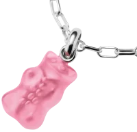 Thomas Sabo Charm-Anhänger, Goldbär aus Glas, in pink, aus Silber