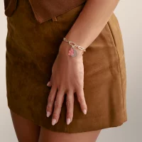 Thomas Sabo Charm-Anhänger, Goldbär aus Glas, in pink, aus Silber