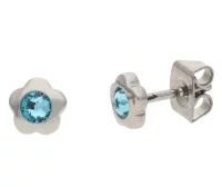 Ohrstecker aus Titan Blume blauer Swarovski Boccia...