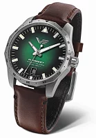Montre pour homme verte avec bracelet en cuir -...