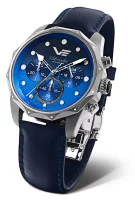 Montre femme bleue avec bracelet en cuir - Modèle...