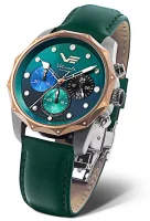 Montre pour femme verte avec bracelet en cuir -...