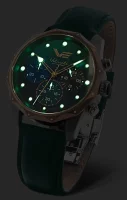 Montre pour femme verte avec bracelet en cuir -...